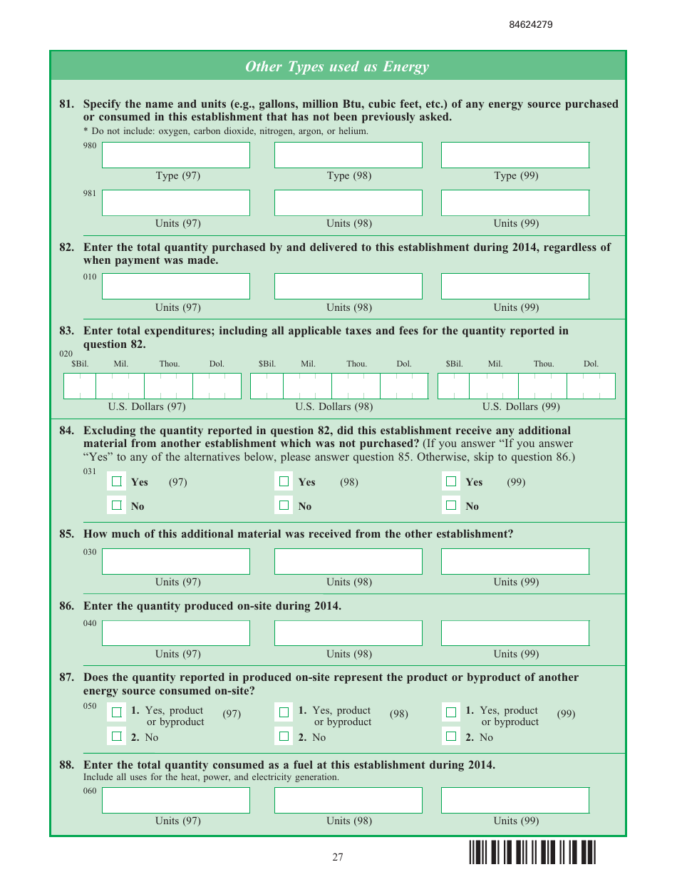 Form EIA-846B Manufacturing Energy Consumption Survey, Page 27