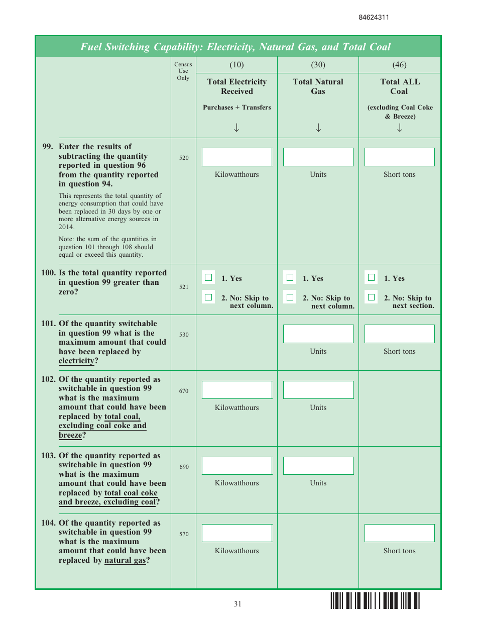 Form EIA-846B Manufacturing Energy Consumption Survey, Page 31