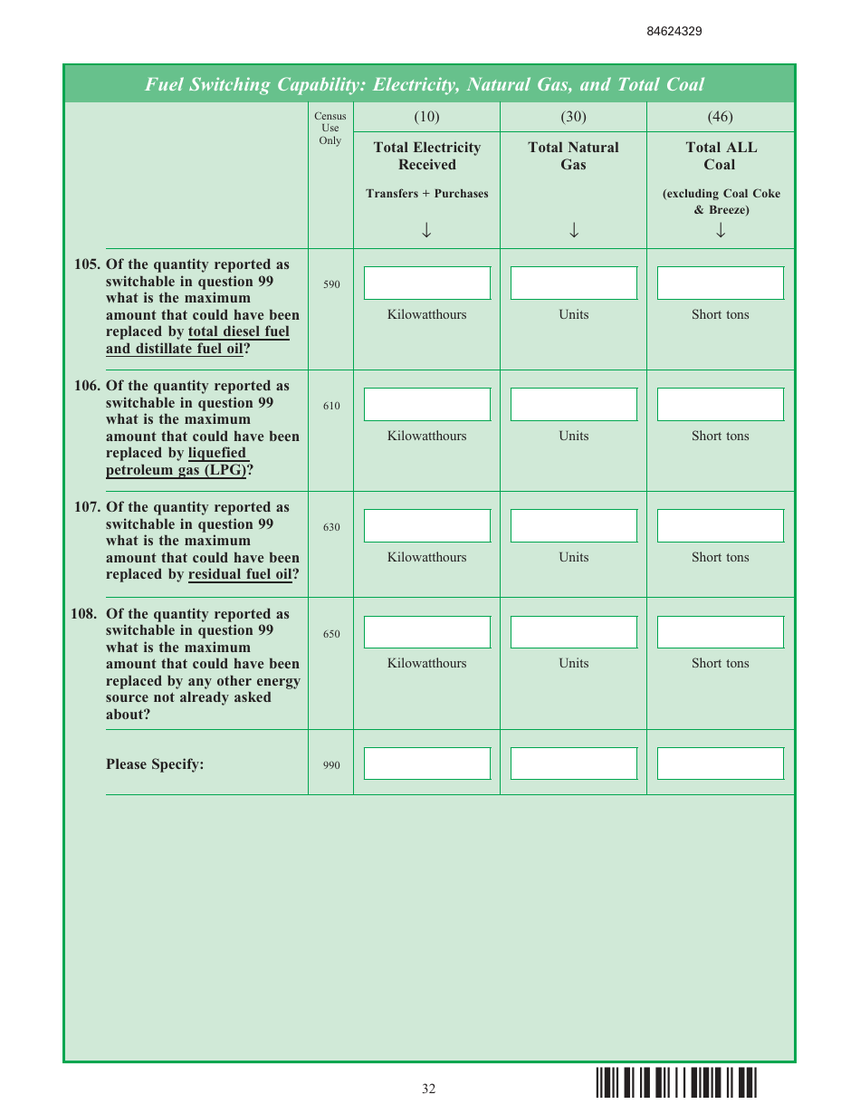 Form EIA-846B Manufacturing Energy Consumption Survey, Page 32