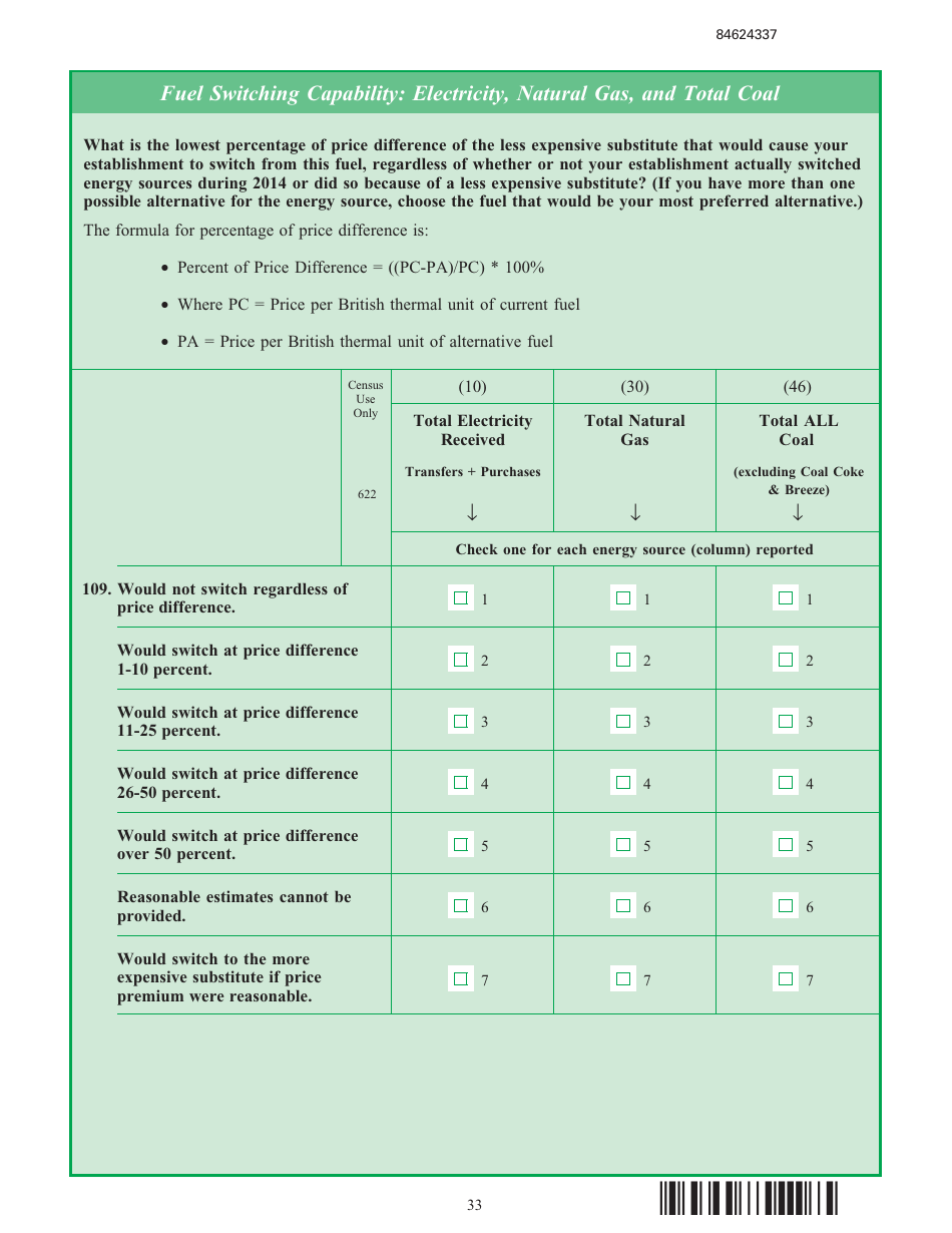 Form EIA-846B Manufacturing Energy Consumption Survey, Page 33