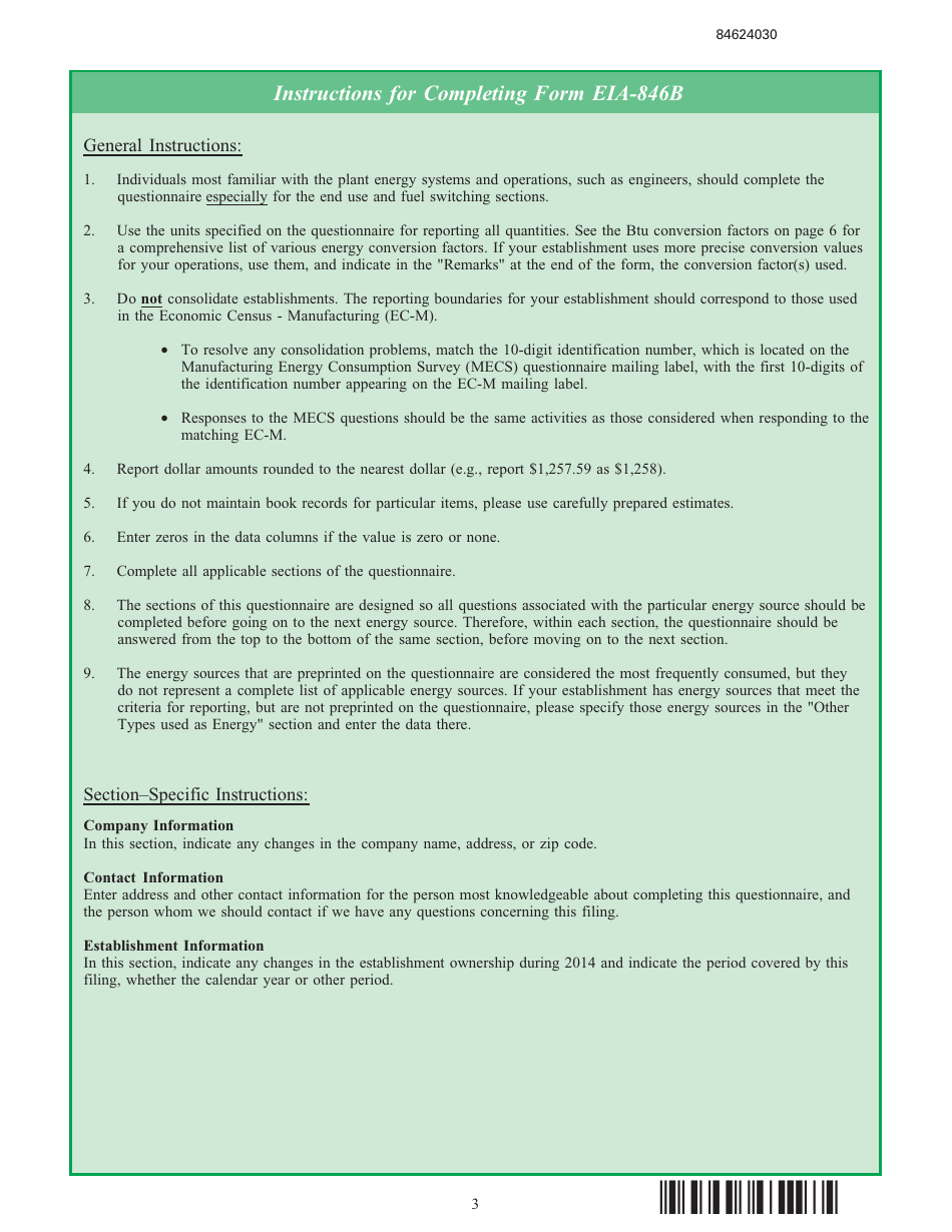 Form EIA-846B Manufacturing Energy Consumption Survey, Page 3