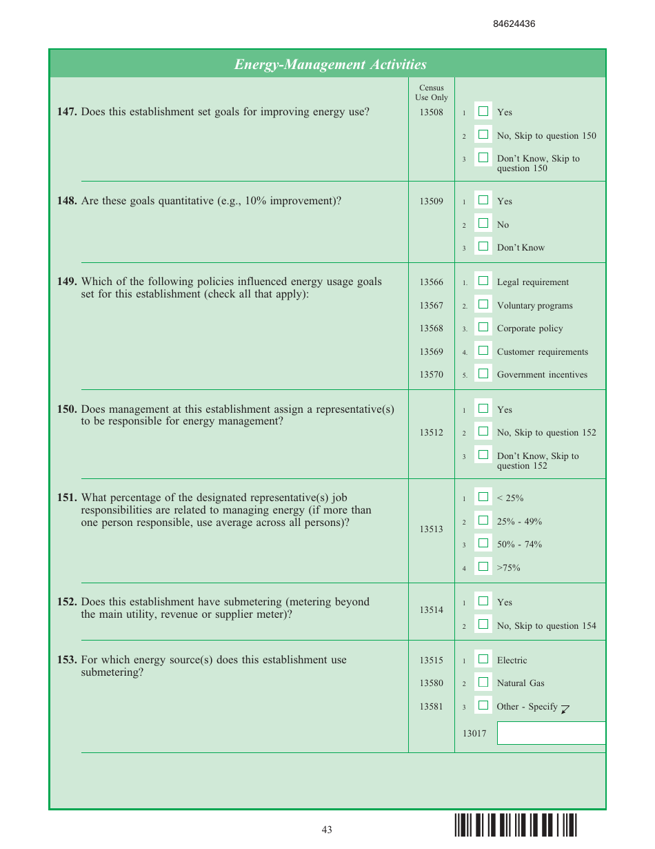 Form EIA-846B Manufacturing Energy Consumption Survey, Page 43