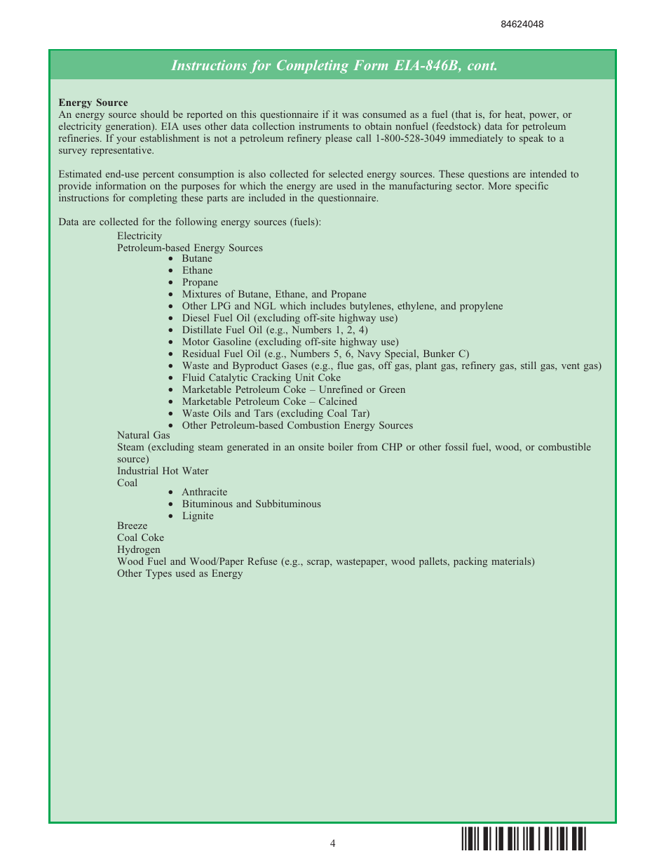 Form EIA-846B Manufacturing Energy Consumption Survey, Page 4