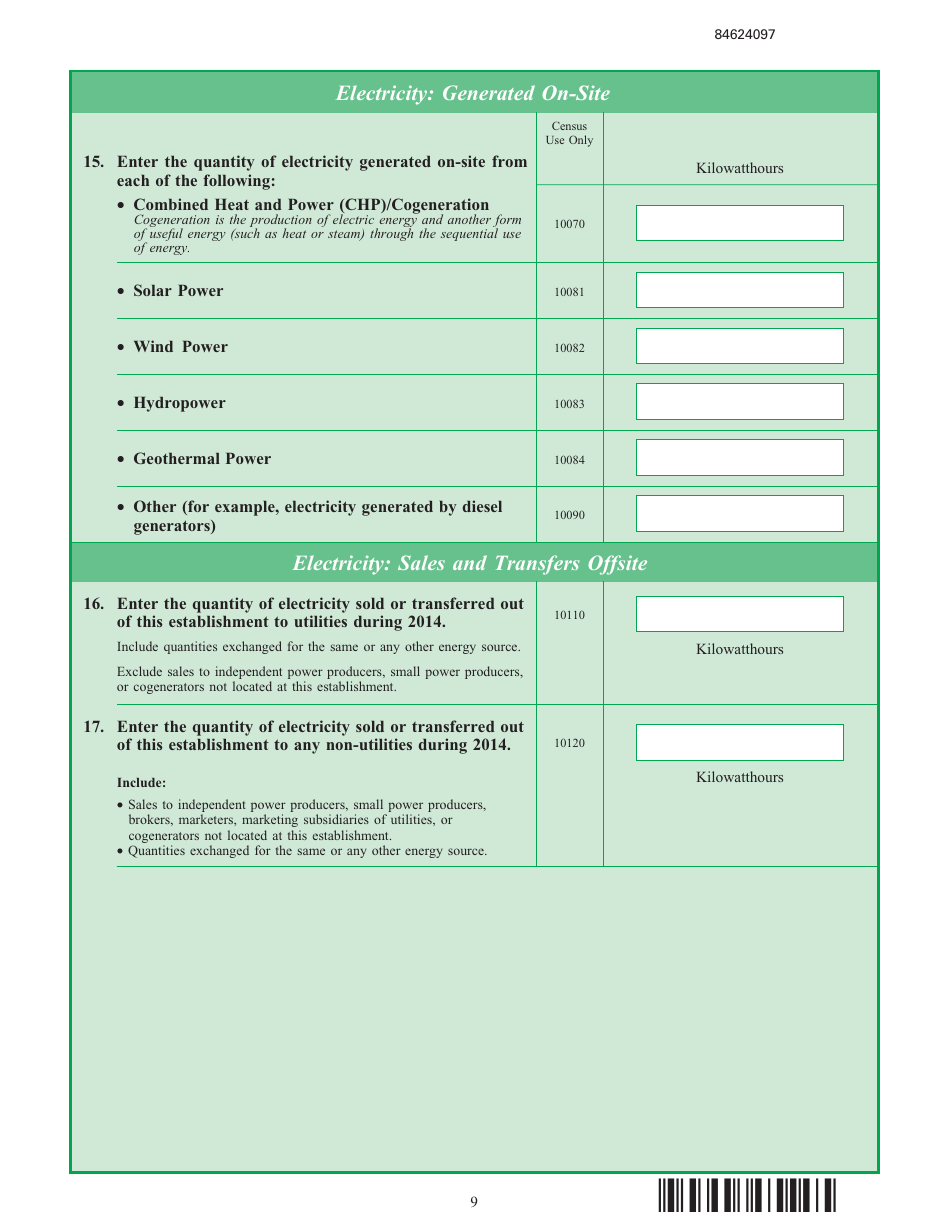 Form EIA-846B Manufacturing Energy Consumption Survey, Page 9