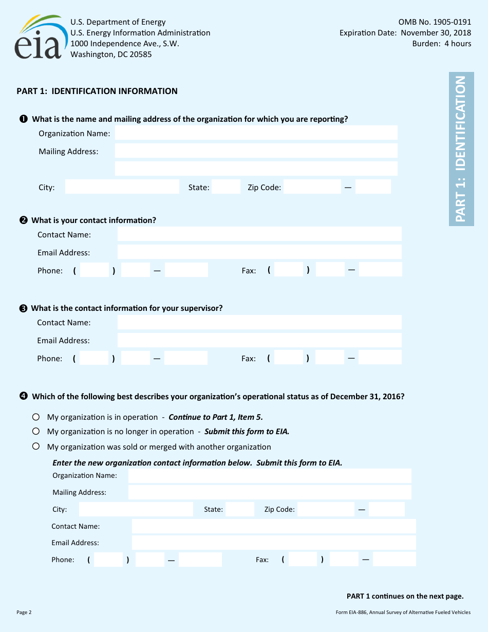 Form EIA-886 Annual Survey of Alternative Fueled Vehicles, Page 2