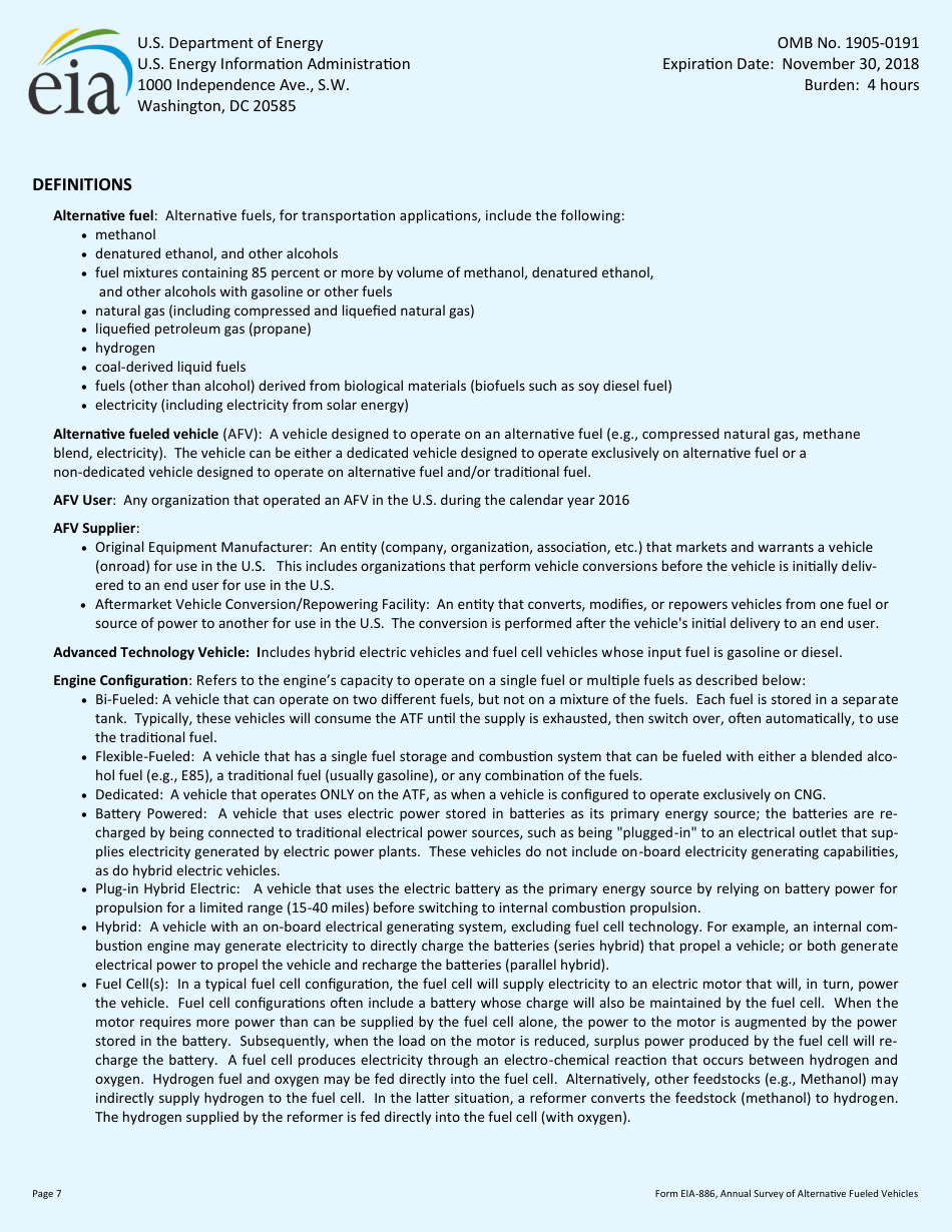 Form EIA-886 Annual Survey of Alternative Fueled Vehicles, Page 7