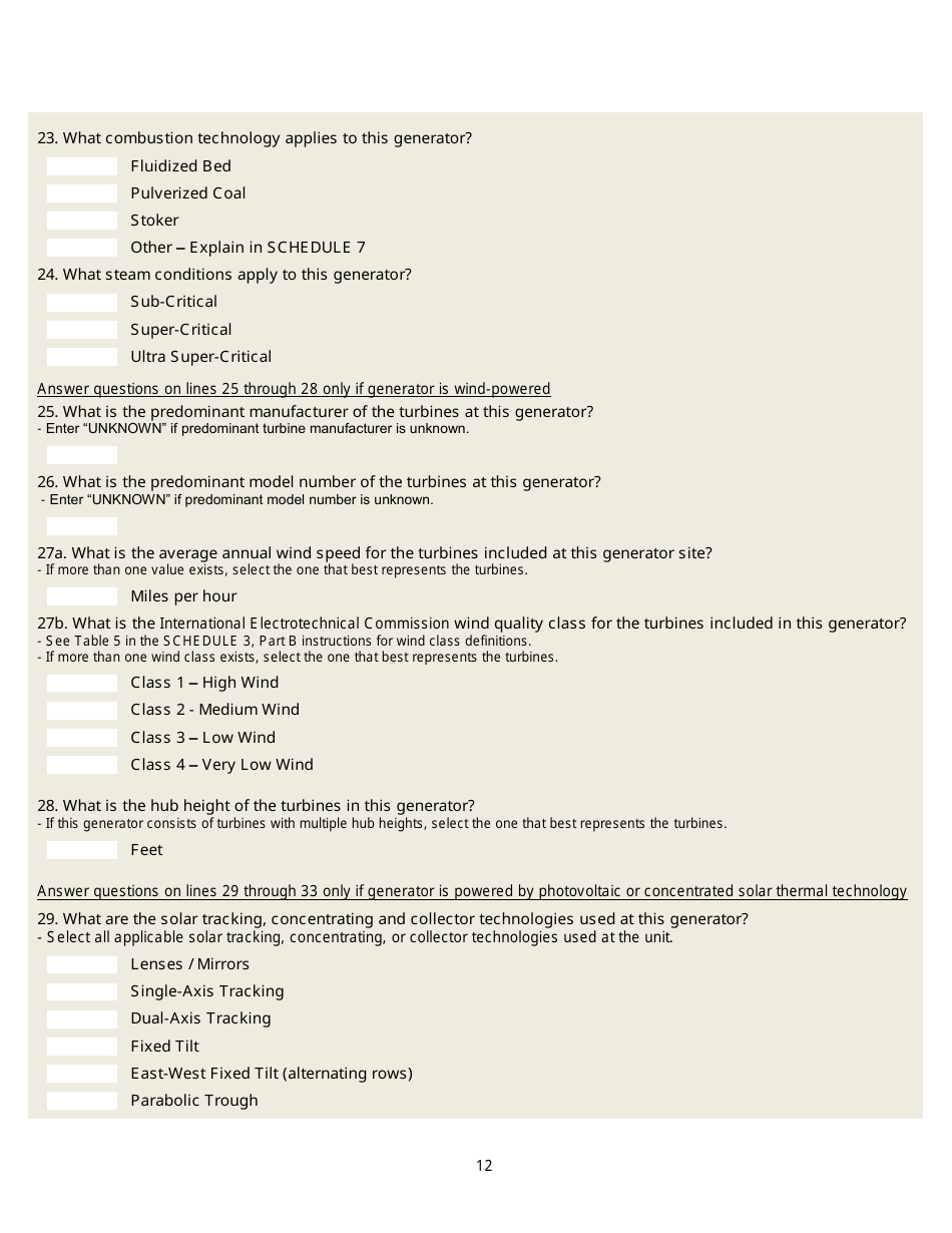 Form EIA-860 Annual Electric Generator Report, Page 12