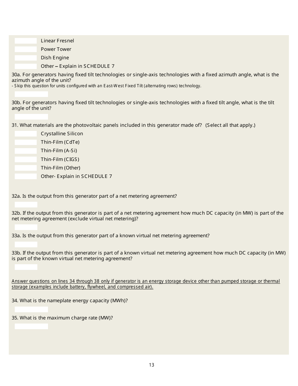 Form EIA-860 Annual Electric Generator Report, Page 13