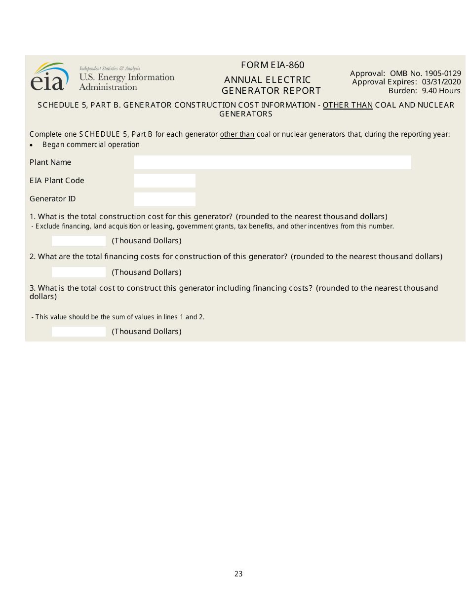 Form EIA-860 Annual Electric Generator Report, Page 23