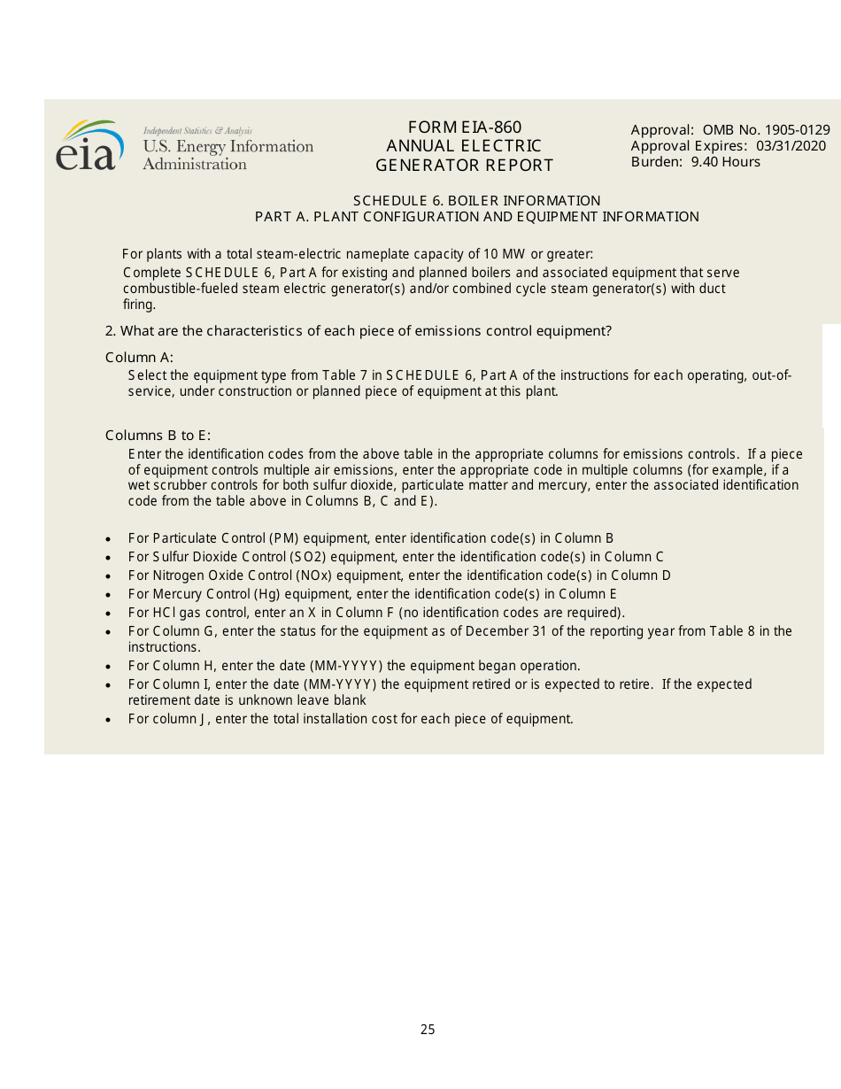 Form EIA-860 Annual Electric Generator Report, Page 25
