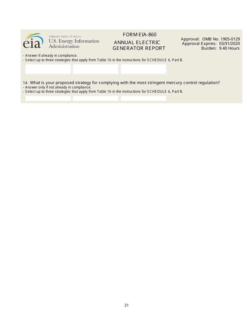 Form EIA-860 Annual Electric Generator Report, Page 31
