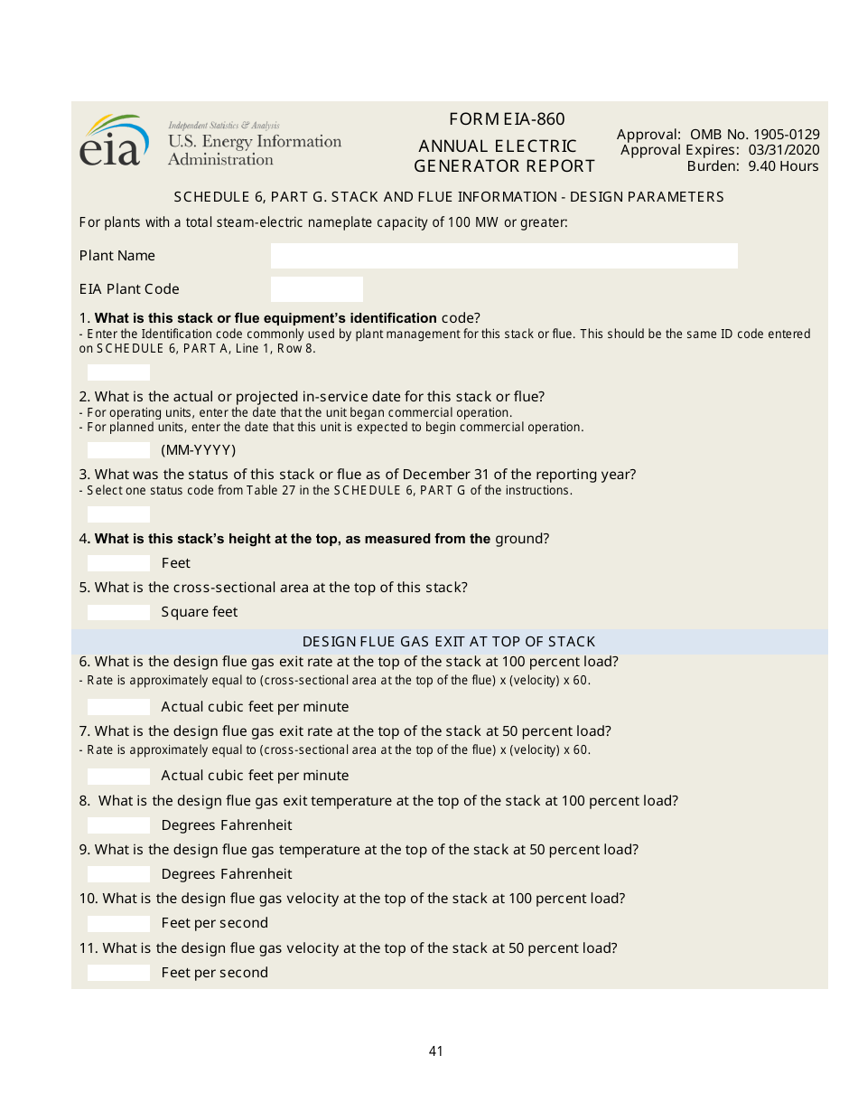 Form EIA-860 Annual Electric Generator Report, Page 41