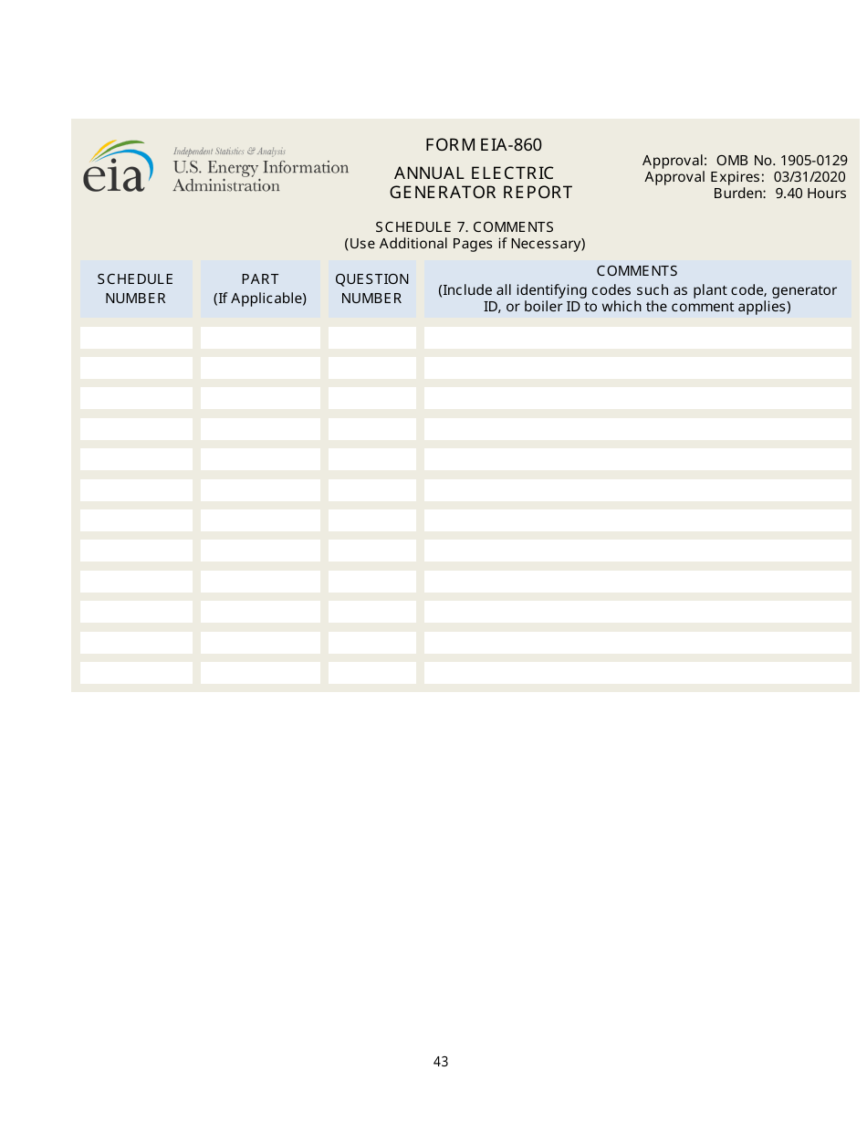 Form EIA-860 Annual Electric Generator Report, Page 43