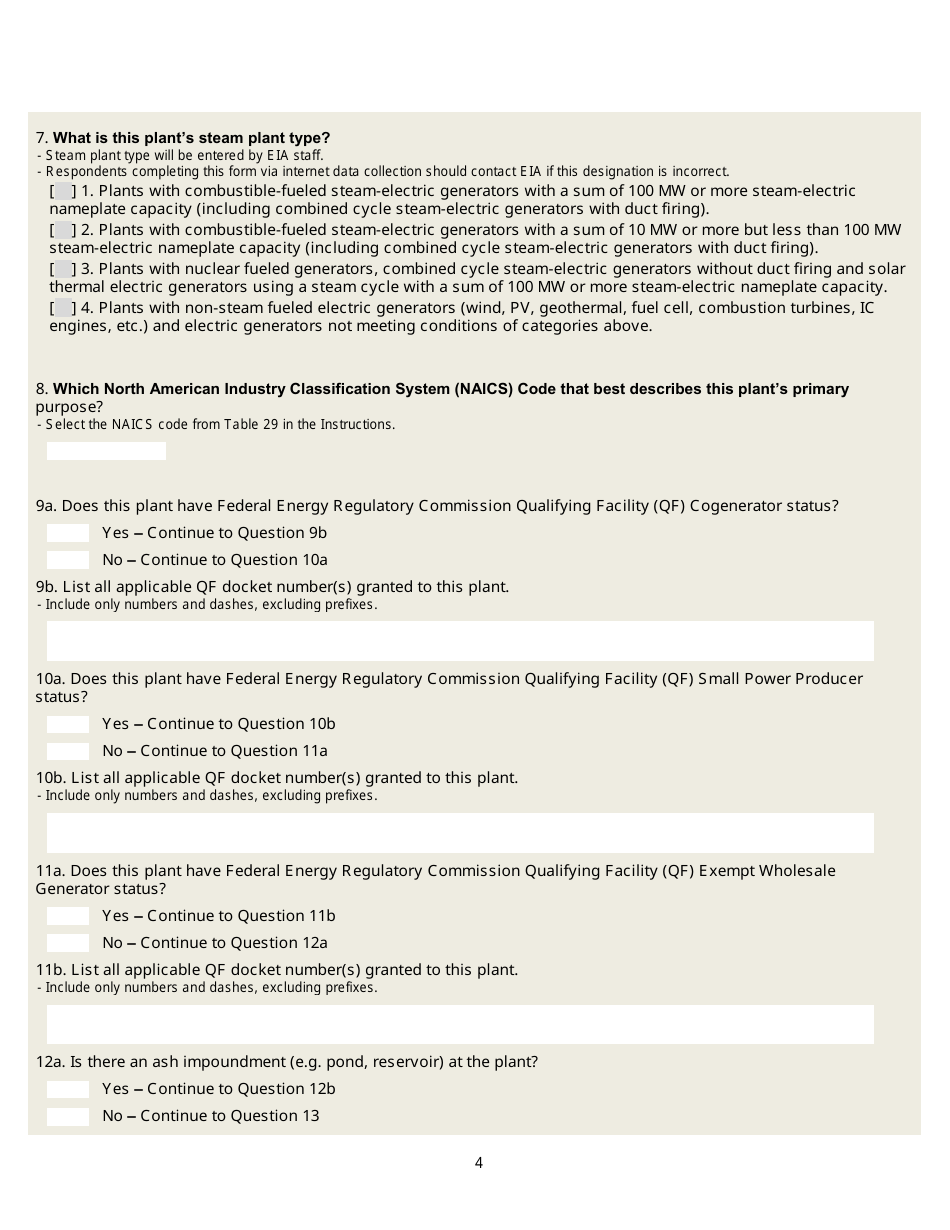 Form EIA-860 Annual Electric Generator Report, Page 4