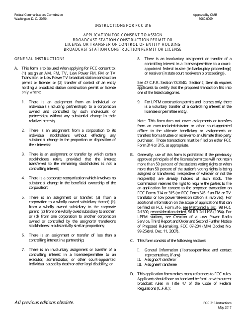 FCC Form 316  Printable Pdf