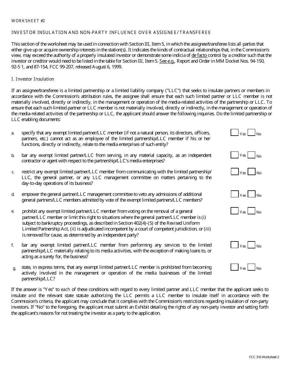 FCC Form 316 Application for Consent to Assignment of Radio Broadcast Station Construction Permit or License or Transfer of Control or Corporation Holding Radio Broadcast Station Construction Permit or License, Page 12