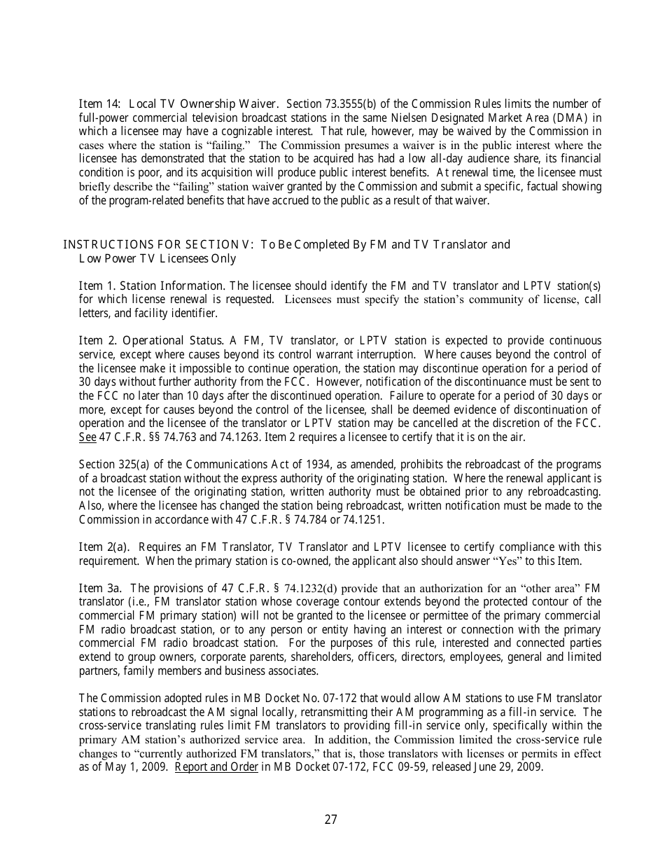 FCC Form 303-S Application for Renewal of Broadcast Station License, Page 27