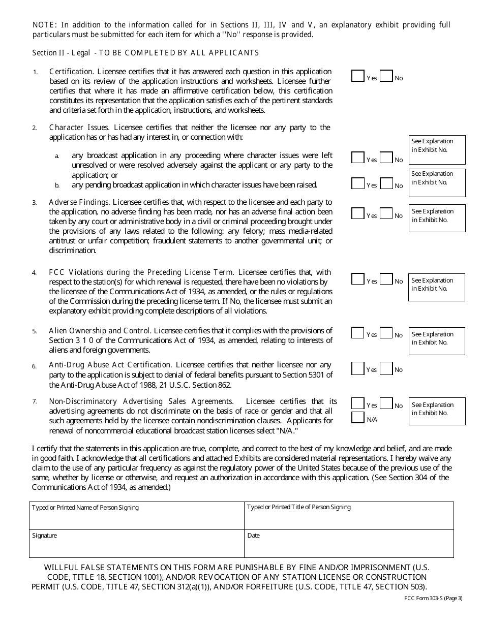 FCC Form 303-S Application for Renewal of Broadcast Station License, Page 32