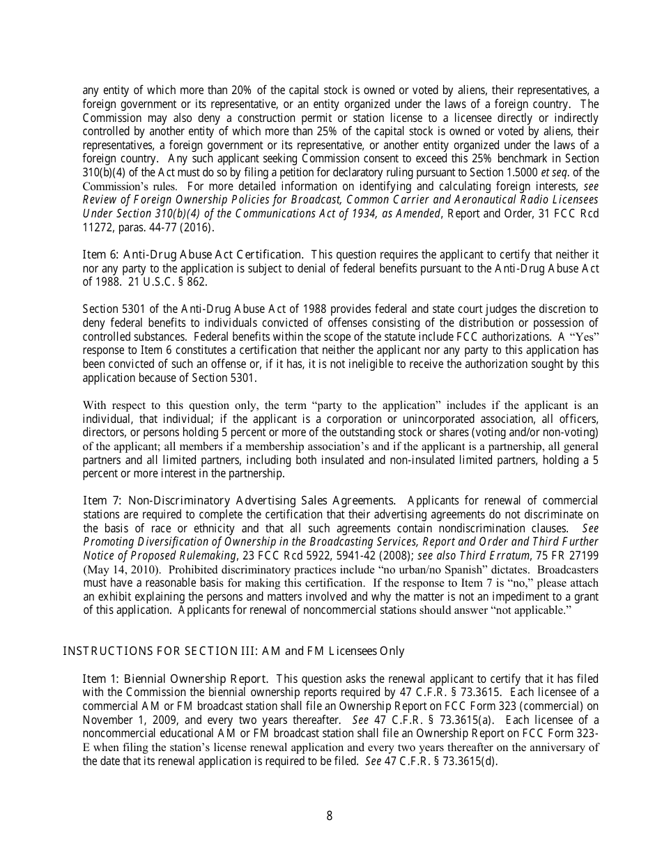 FCC Form 303-S Application for Renewal of Broadcast Station License, Page 8
