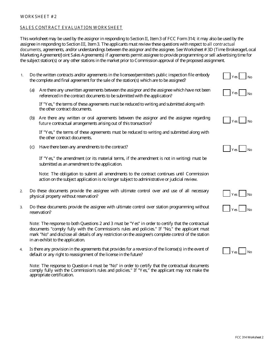 FCC Form 314 Application for Consent to Assignment of Broadcast Station Construction Permit or License, Page 14