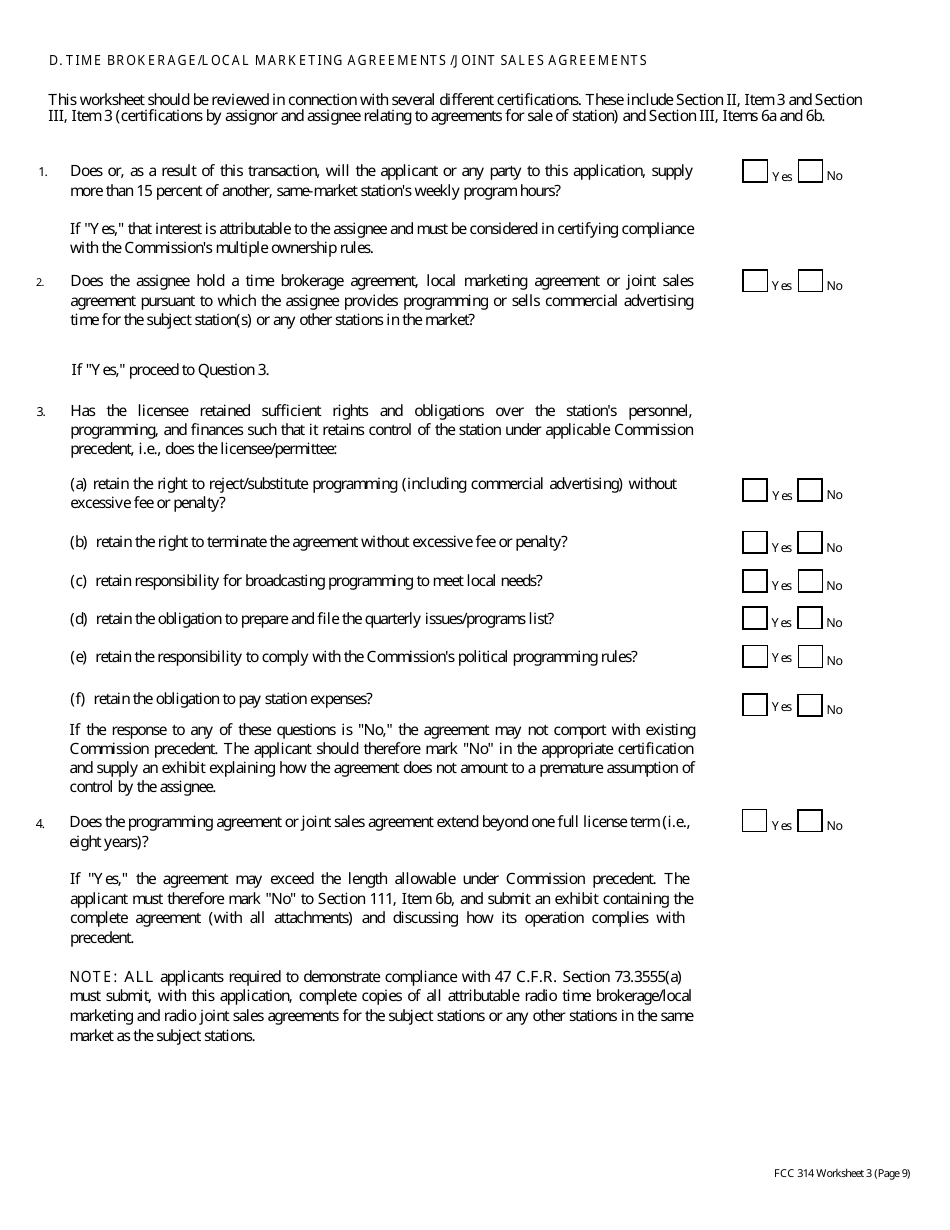 FCC Form 314 Application for Consent to Assignment of Broadcast Station Construction Permit or License, Page 24