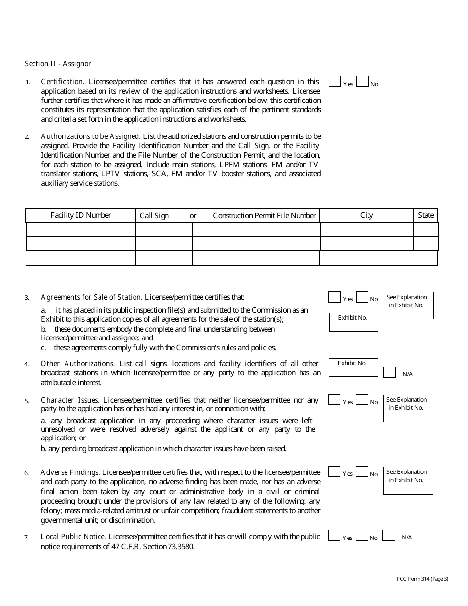 FCC Form 314 Application for Consent to Assignment of Broadcast Station Construction Permit or License, Page 29