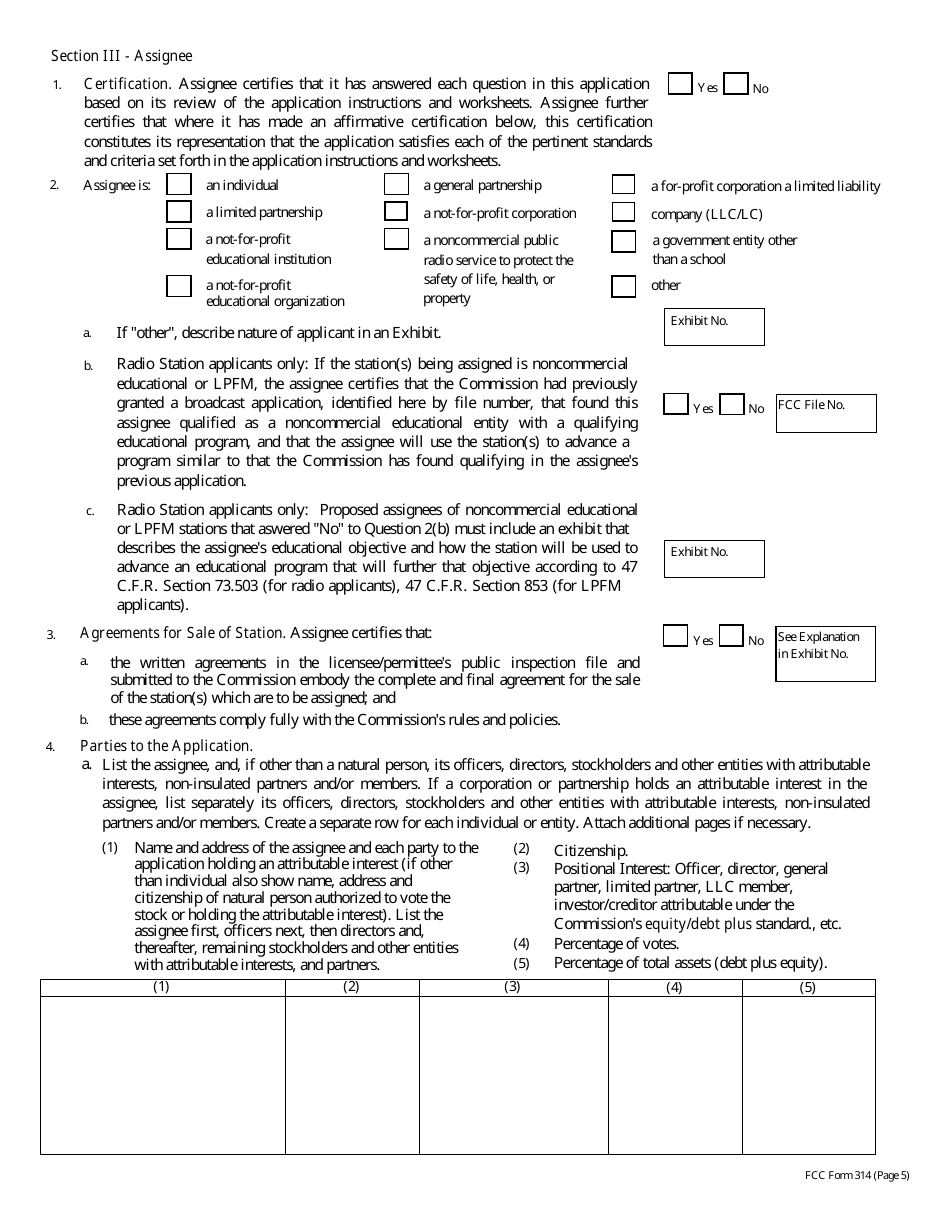 FCC Form 314 Application for Consent to Assignment of Broadcast Station Construction Permit or License, Page 31