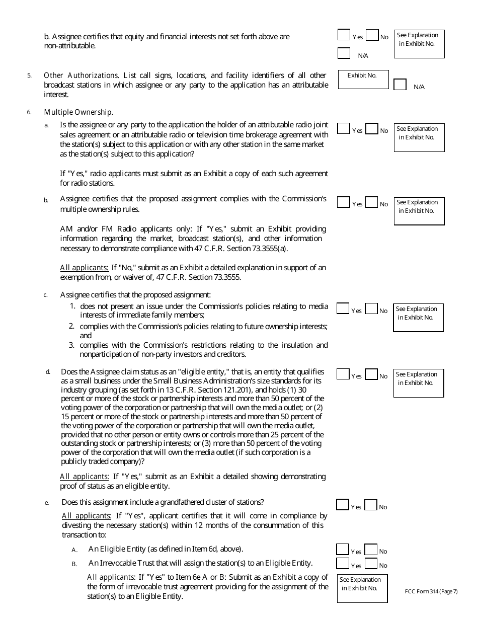 FCC Form 314 Application for Consent to Assignment of Broadcast Station Construction Permit or License, Page 33