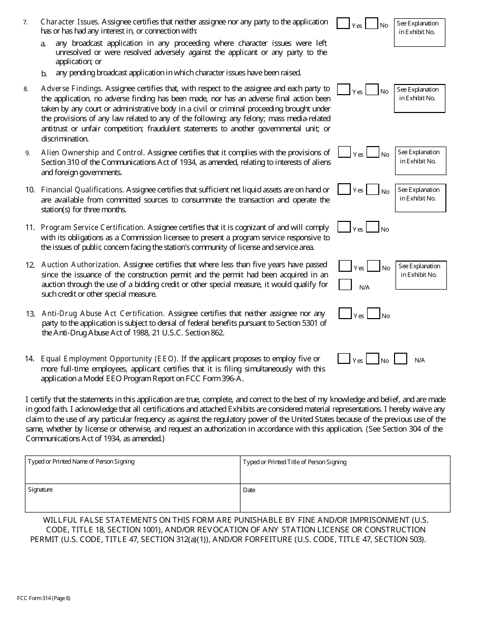 FCC Form 314 Application for Consent to Assignment of Broadcast Station Construction Permit or License, Page 34
