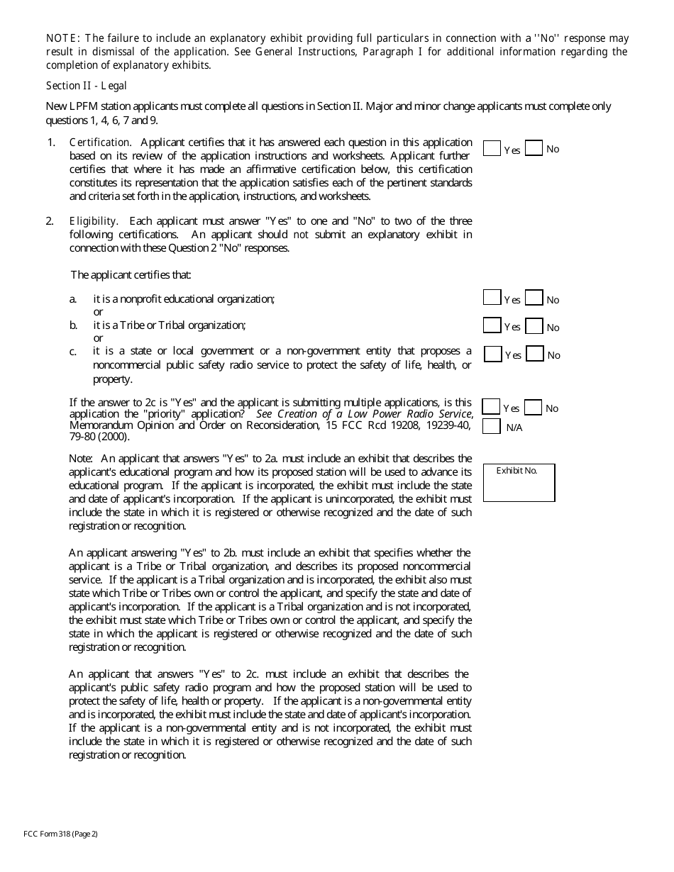 FCC Form 318 Application for Construction Permit for a Low Power Fm Broadcast Station, Page 19