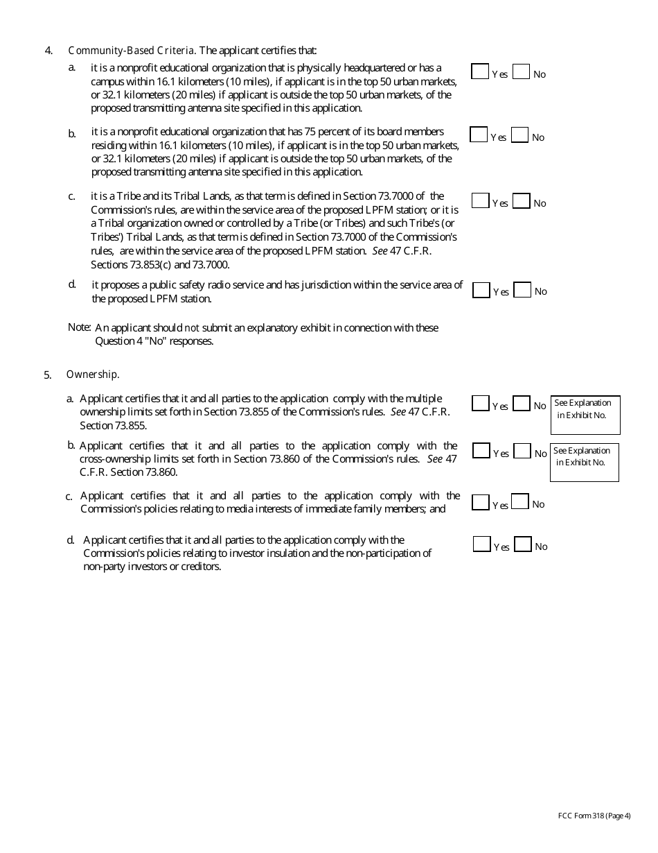 FCC Form 318 Application for Construction Permit for a Low Power Fm Broadcast Station, Page 21