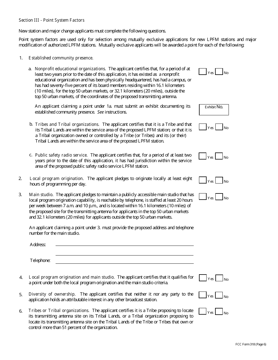 FCC Form 318 Application for Construction Permit for a Low Power Fm Broadcast Station, Page 23