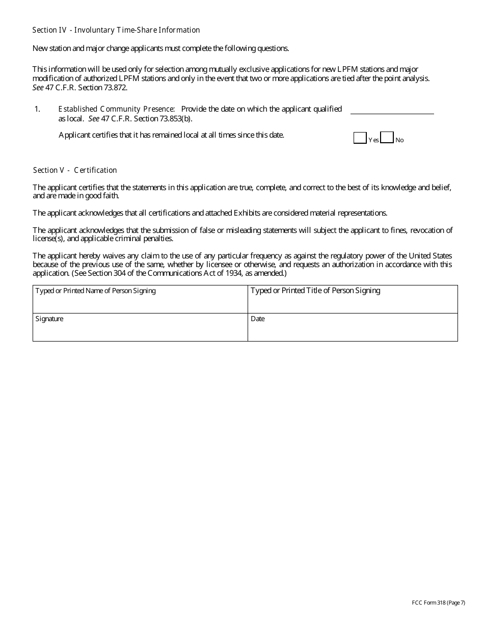 FCC Form 318 Application for Construction Permit for a Low Power Fm Broadcast Station, Page 24