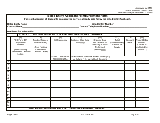 FCC Form 472 Billed Entity Applicant Reimbursement Form, Page 2