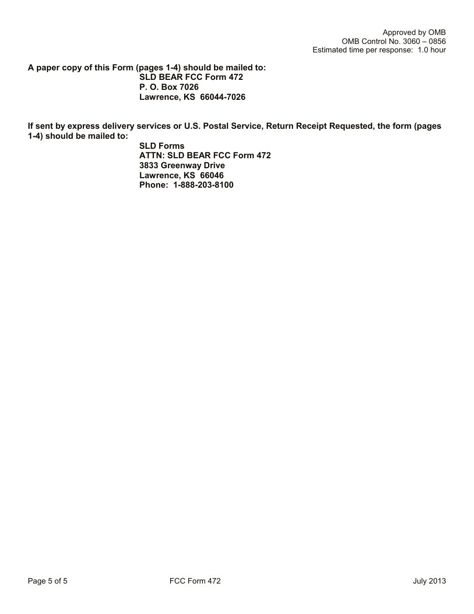 FCC Form 472 Billed Entity Applicant Reimbursement Form, Page 5