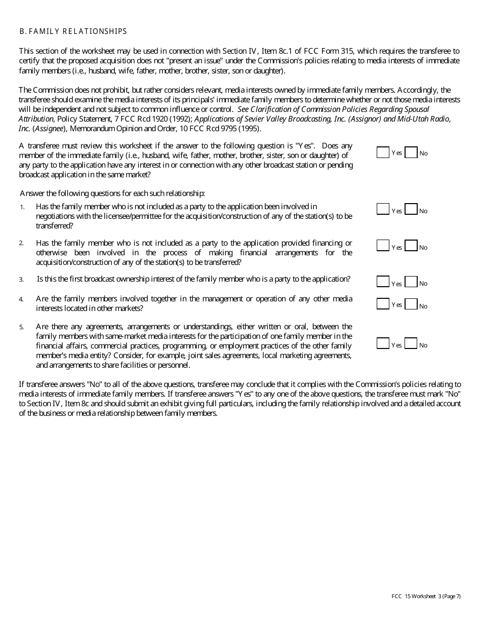 FCC Form 315 Application for Consent to Transfer Control of Entity Holding Broadcast Station Construction Permit or License, Page 22