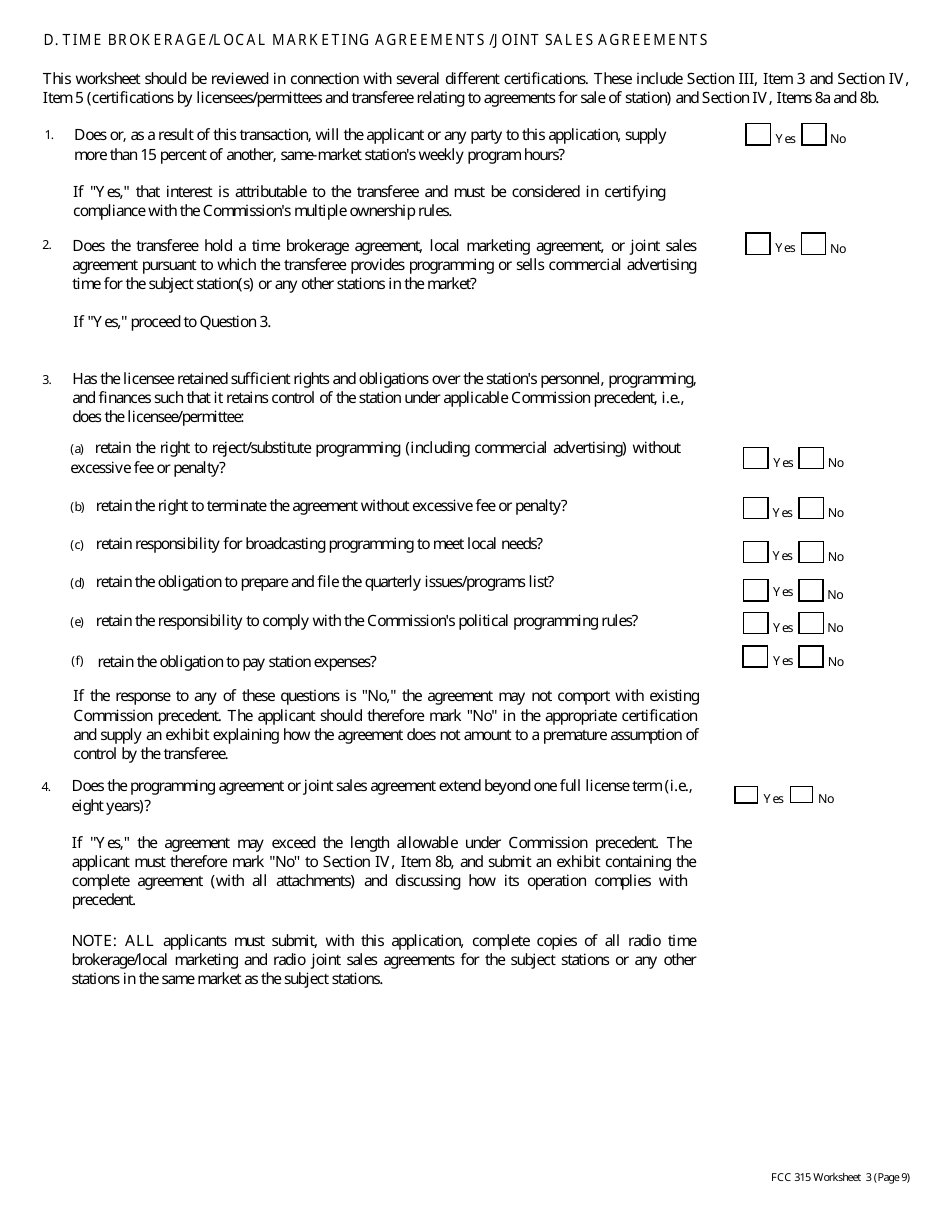 FCC Form 315 Application for Consent to Transfer Control of Entity Holding Broadcast Station Construction Permit or License, Page 24