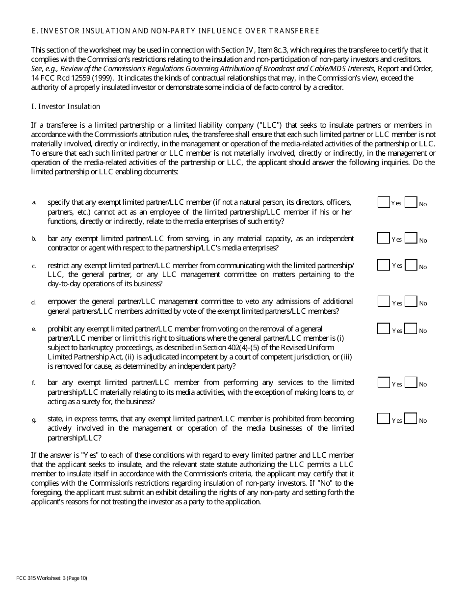 FCC Form 315 Application for Consent to Transfer Control of Entity Holding Broadcast Station Construction Permit or License, Page 25