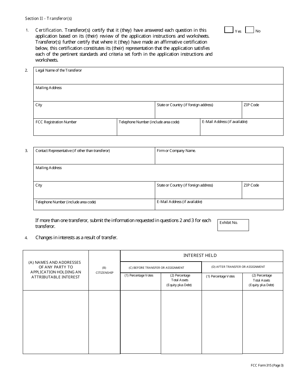 FCC Form 315 Application for Consent to Transfer Control of Entity Holding Broadcast Station Construction Permit or License, Page 29