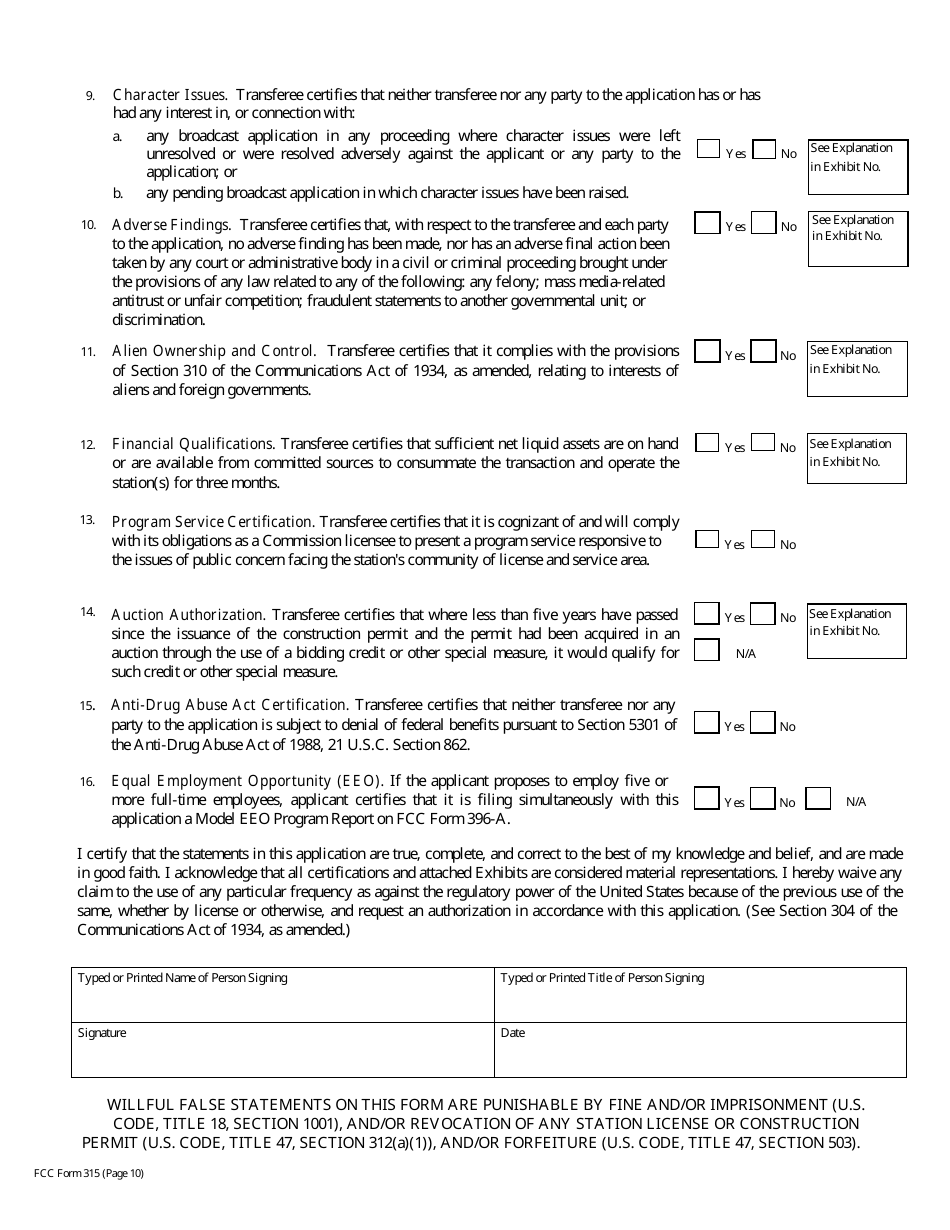 FCC Form 315 Application for Consent to Transfer Control of Entity Holding Broadcast Station Construction Permit or License, Page 36