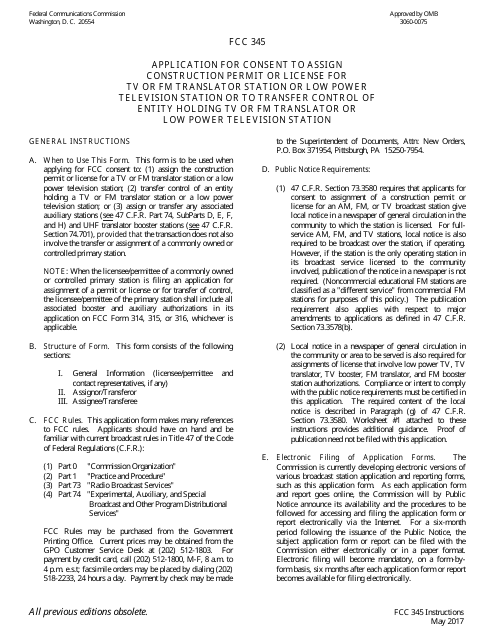FCC Form 345  Printable Pdf
