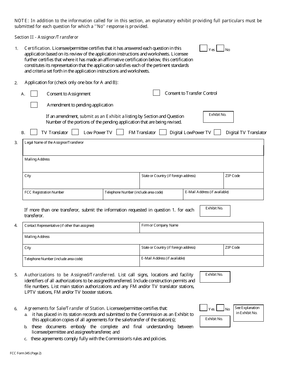 FCC Form 345 Application for Consent to Assign Construction Permit or License for Tv or Fm Translator Station or Low Power Television Station or to Transfer Control of Entity Holding Tv or Fm Translator or Low Power Television Station, Page 13