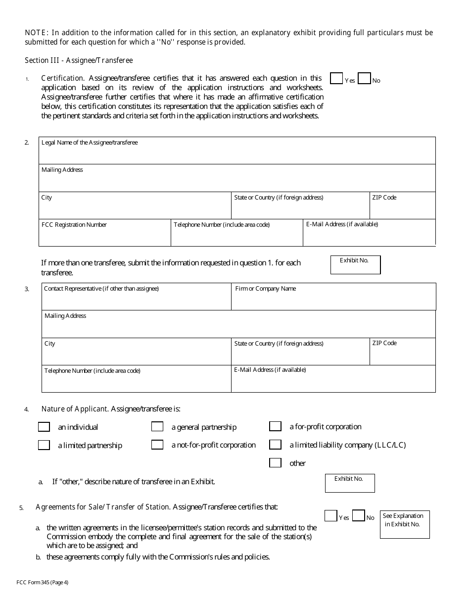 FCC Form 345 Application for Consent to Assign Construction Permit or License for Tv or Fm Translator Station or Low Power Television Station or to Transfer Control of Entity Holding Tv or Fm Translator or Low Power Television Station, Page 15