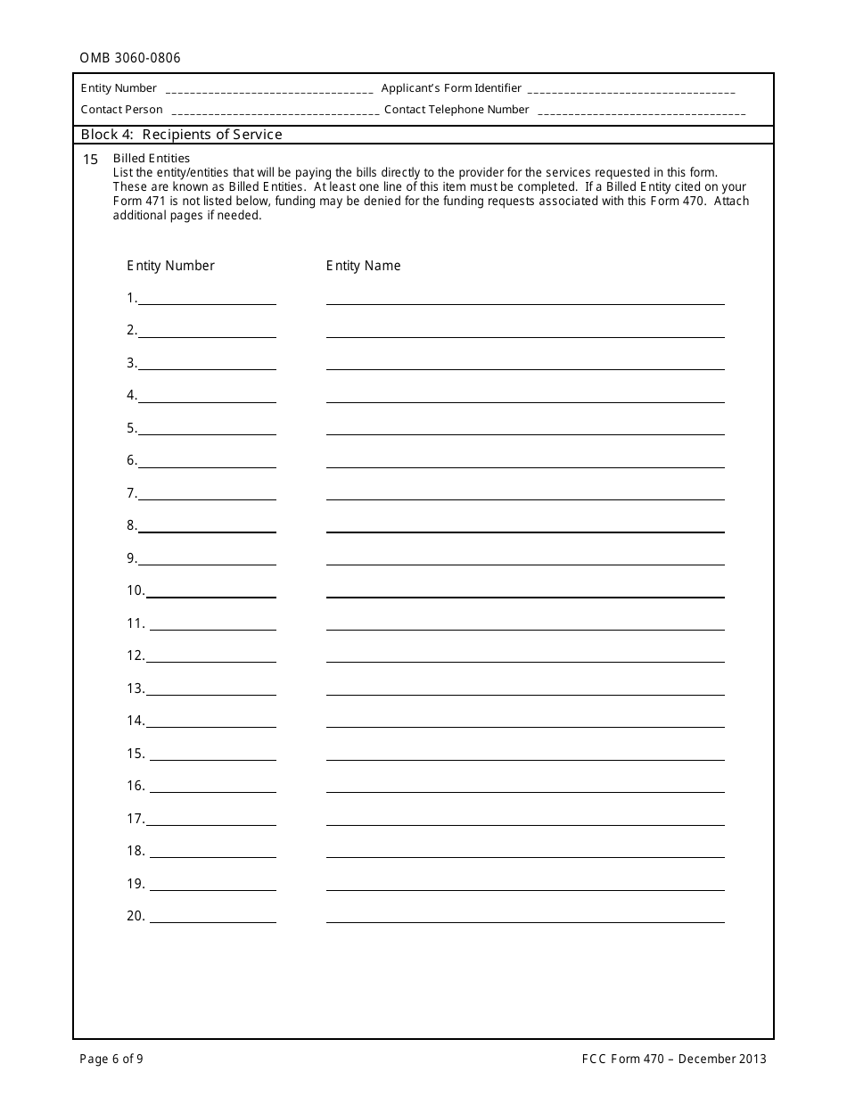FCC Form 470 Description of Services Requested and Certification Form, Page 6