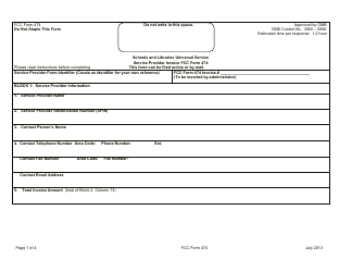 Document preview: FCC Form 474 Service Provider Invoice Form