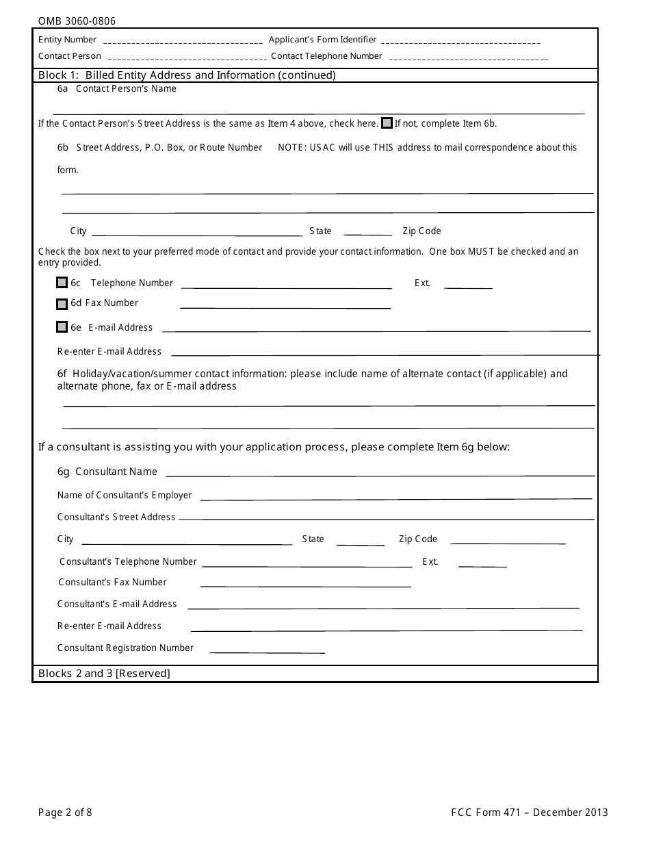 FCC Form 471 Description of Services Ordered and Certification Form, Page 2