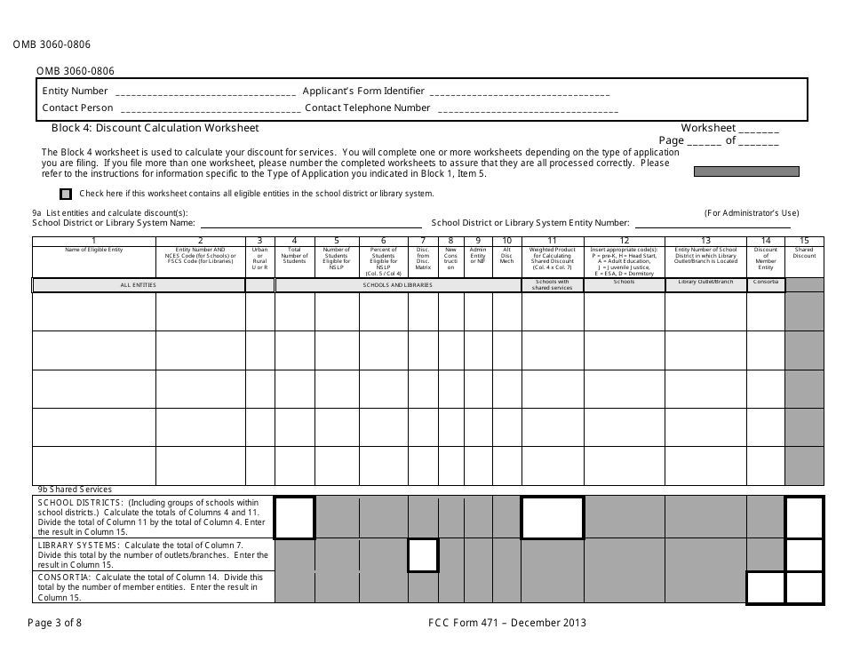 FCC Form 471 Description of Services Ordered and Certification Form, Page 3