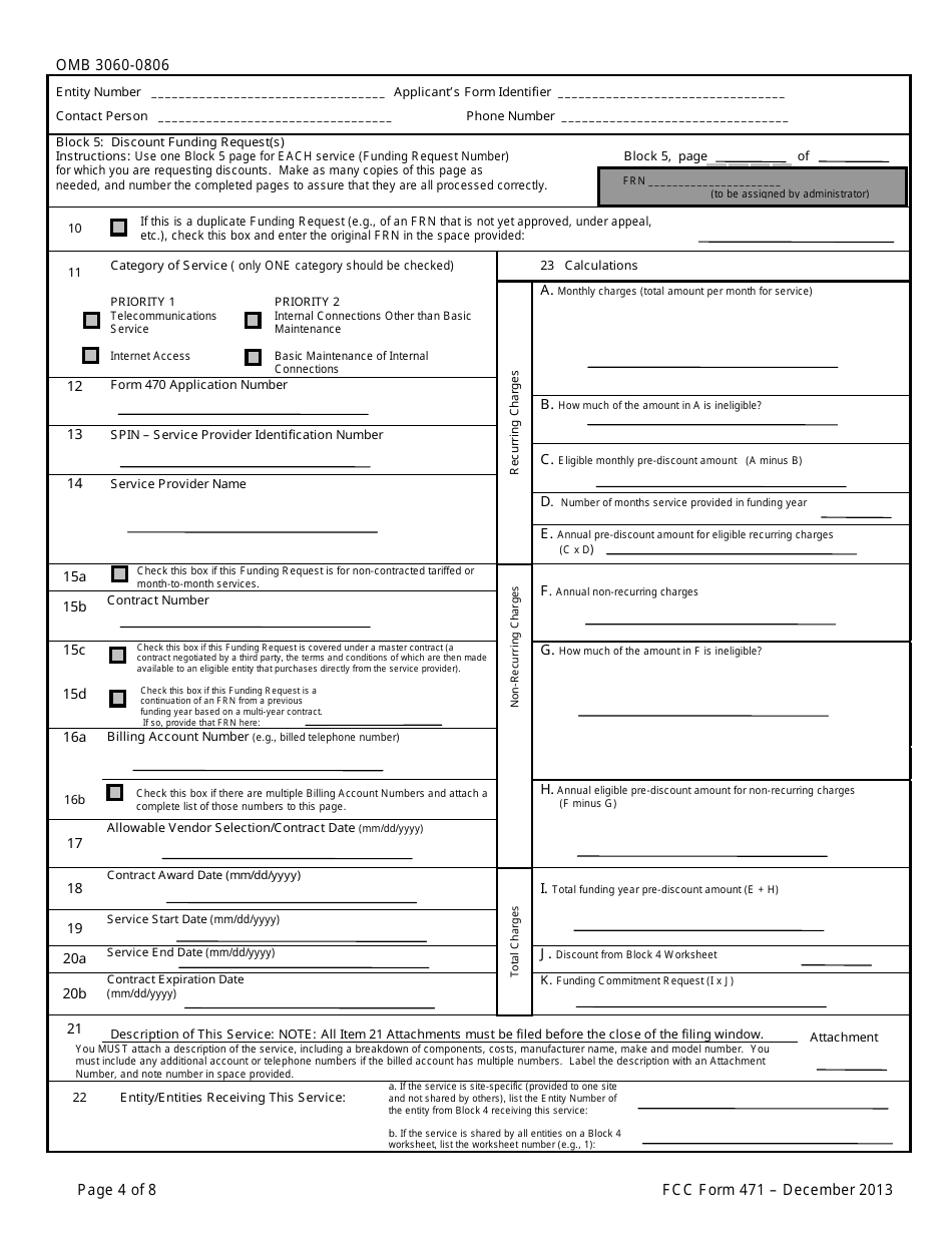 FCC Form 471 Description of Services Ordered and Certification Form, Page 4