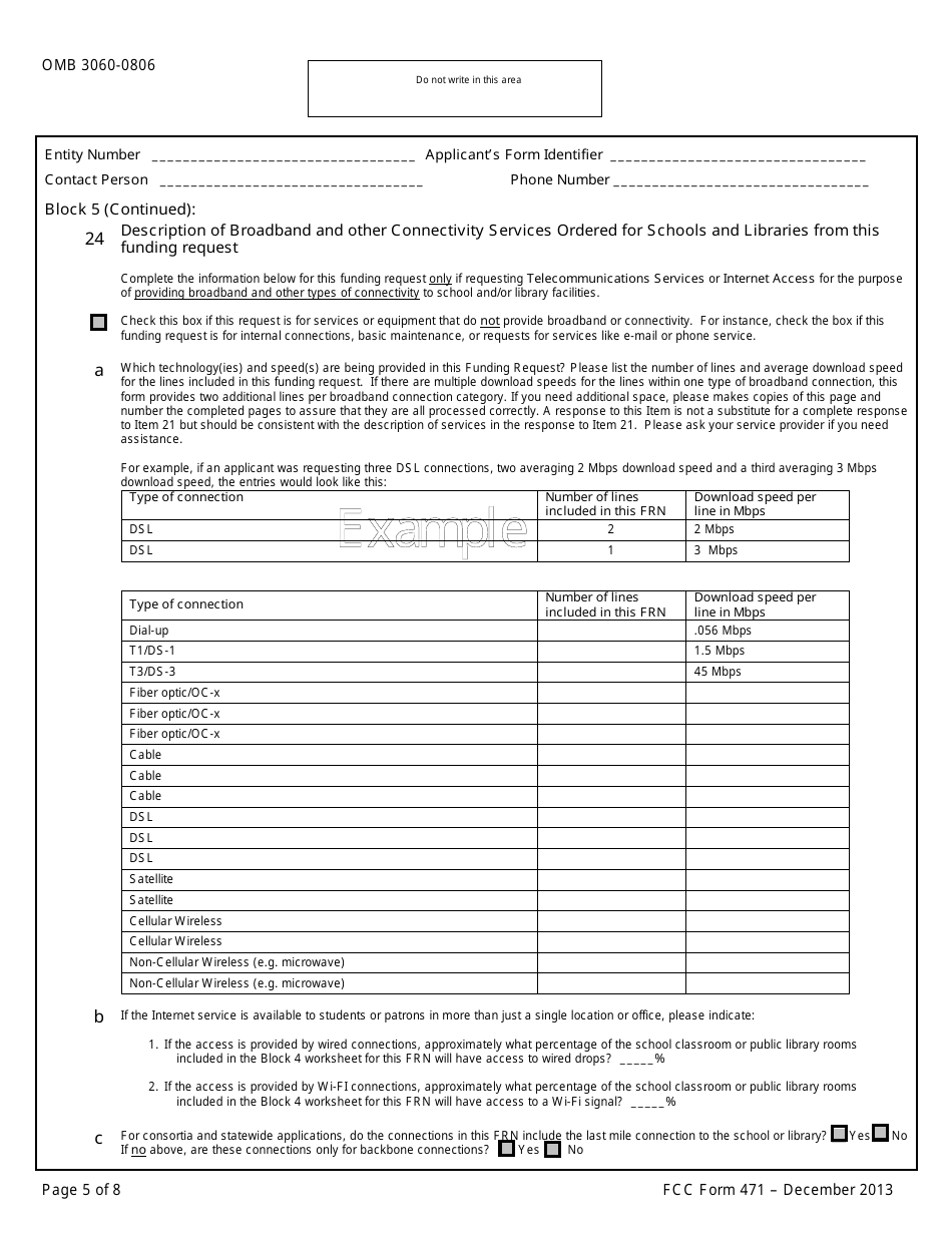 FCC Form 471 Description of Services Ordered and Certification Form, Page 5