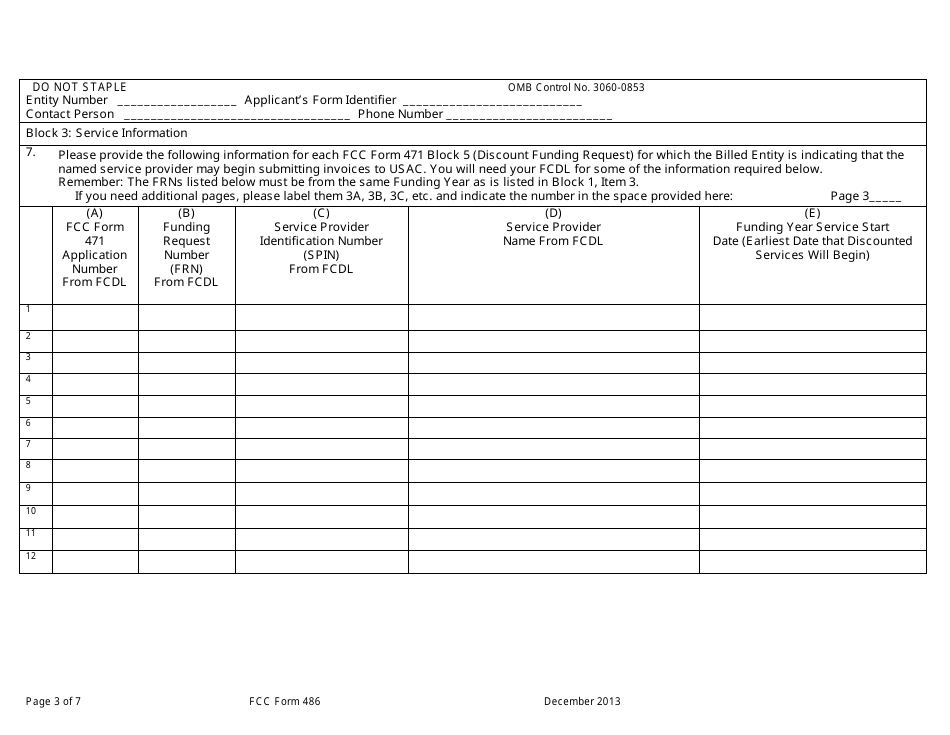 FCC Form 486 Receipt of Service Confirmation and Childrens Internet Protection Act and Technology Plan Certification Form, Page 3